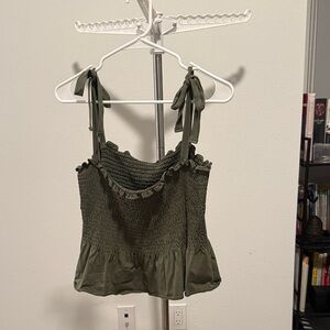 H&M Dark Green Smocked Women's Blouse